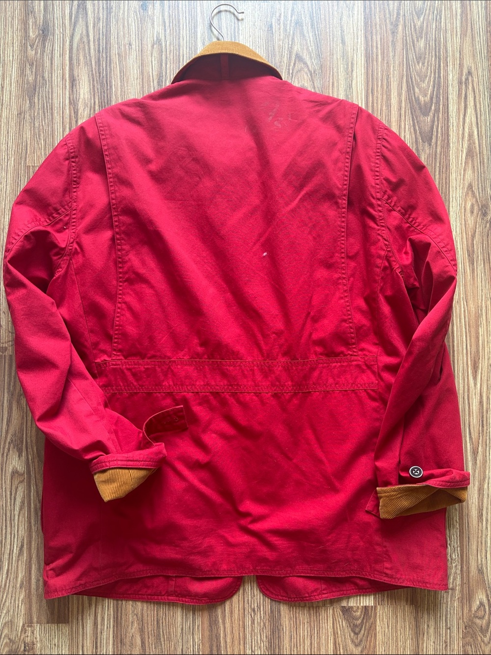 J.Crew Men's Red Lightweight Cotton-Blend Jacket with corduroy collar. - Picture 3 of 4